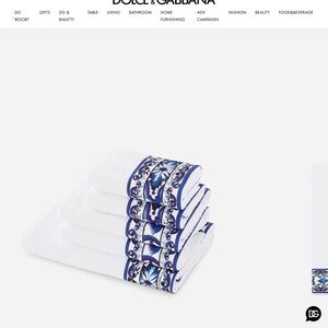Dolce & Gabbana White Towels with Blue Accents